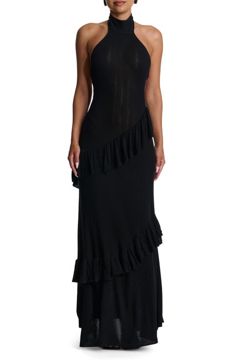 Pointelle Halter Maxi Dress