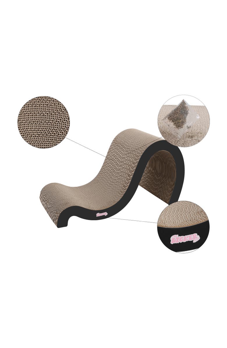 The Licker Store Kona 27" Modern Cardboard Double-Sided Wave Cat Scratcher with Catnip, Alternate, color, Black