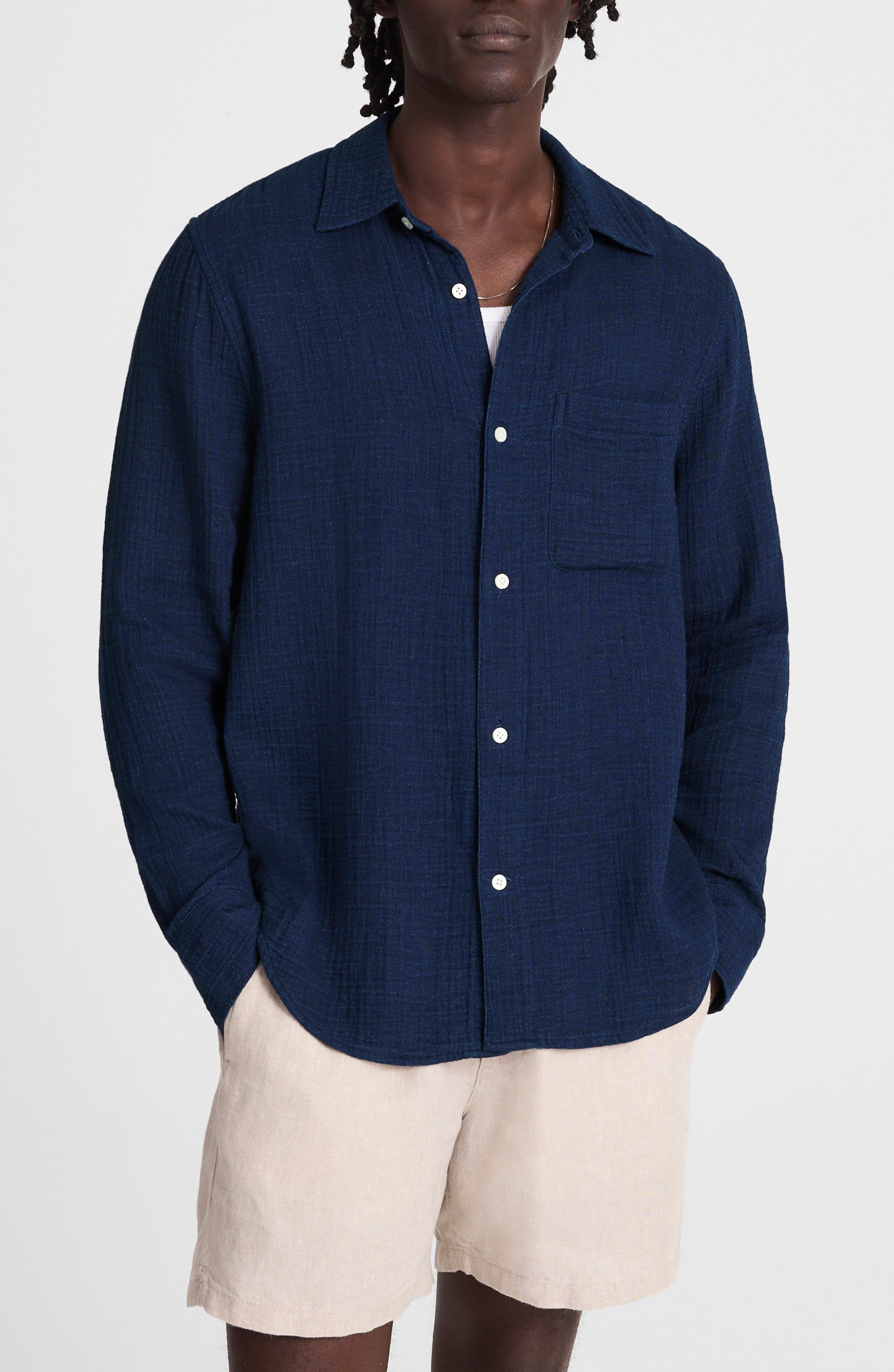 Madewell Indigo Dyed Cotton Button-Up Shirt