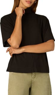 Wit & Wisdom Boxy Elbow Sleeve Turtleneck Top