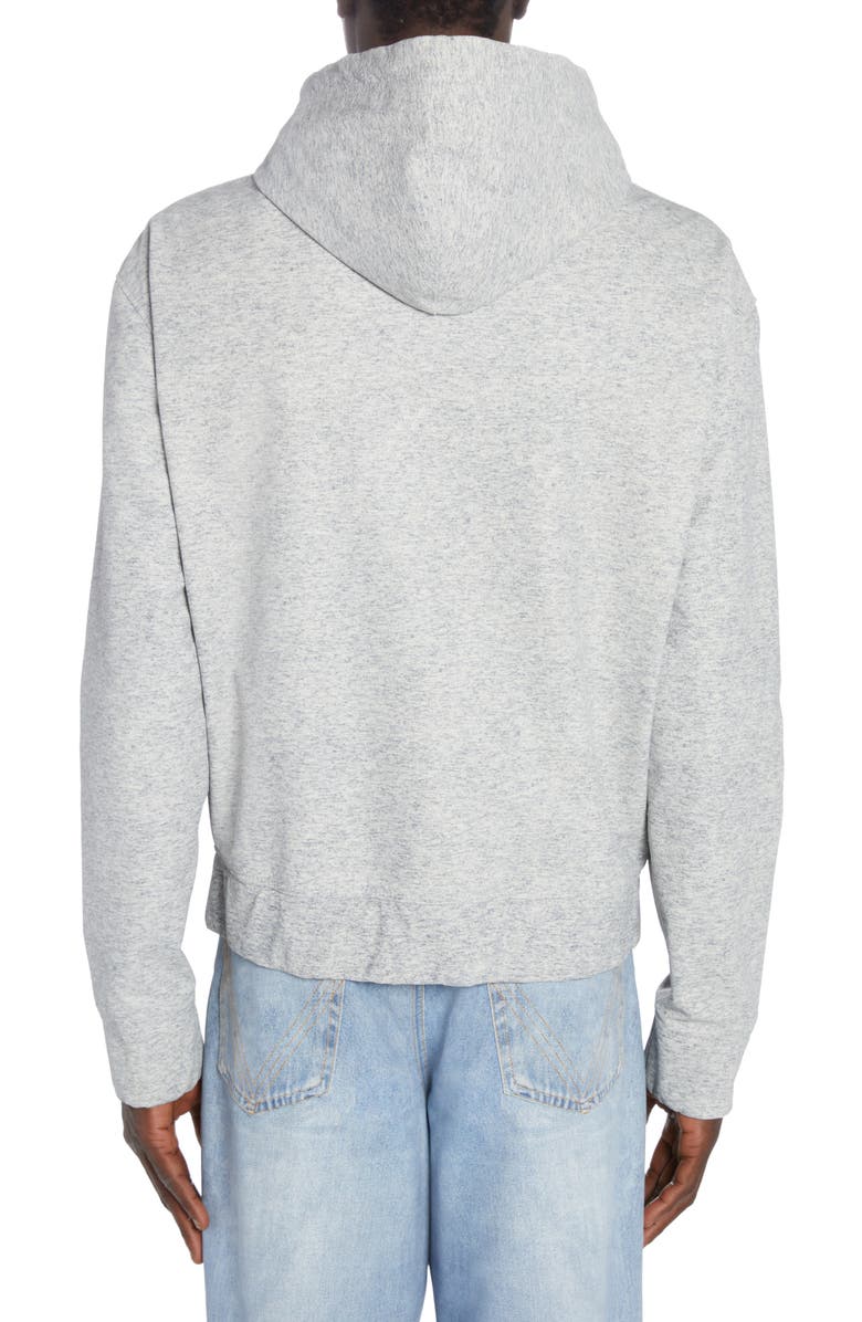 Bottega Veneta Heather Print Leather Zip Hoodie, Alternate, color, 