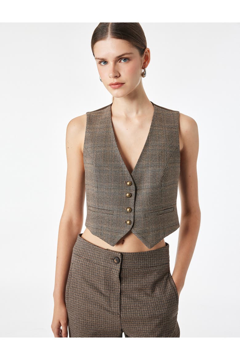 Sleeveless Classic Vest, Alternate, color, BROWN CHECK