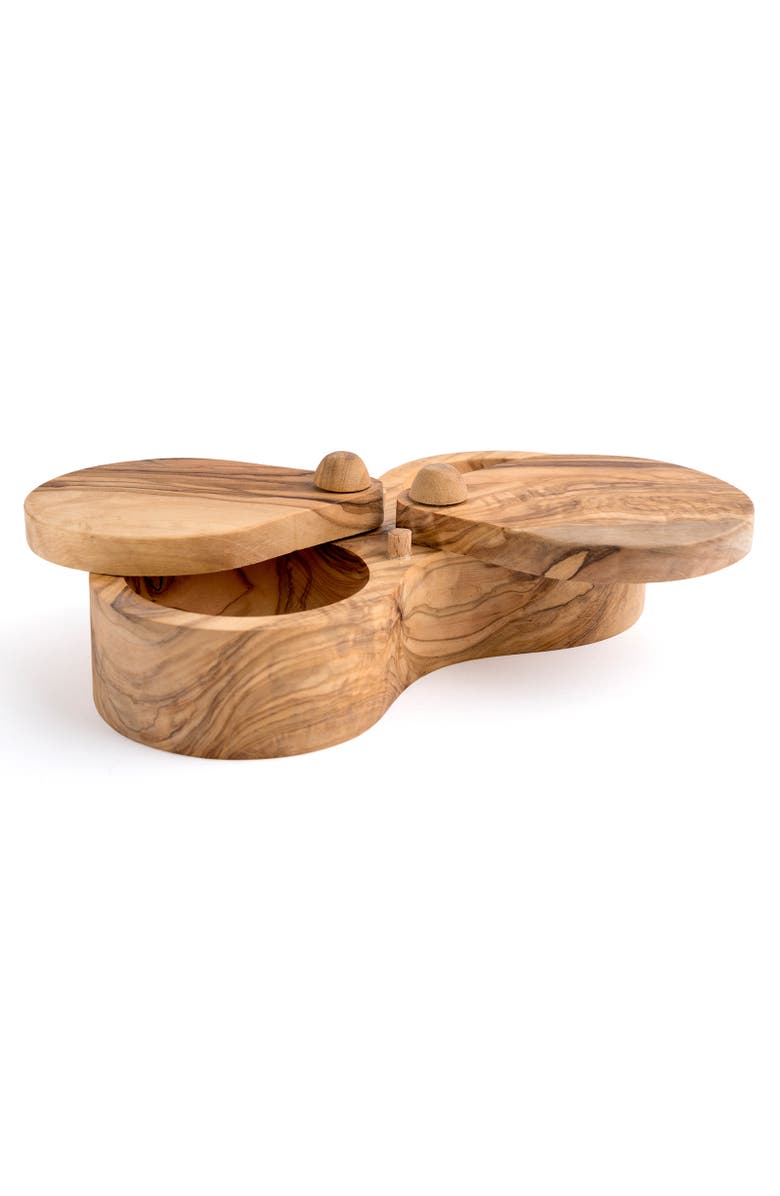 Berard France Olive Wood Double Salt Keeper and Spice Box, Alternate, color, Brown