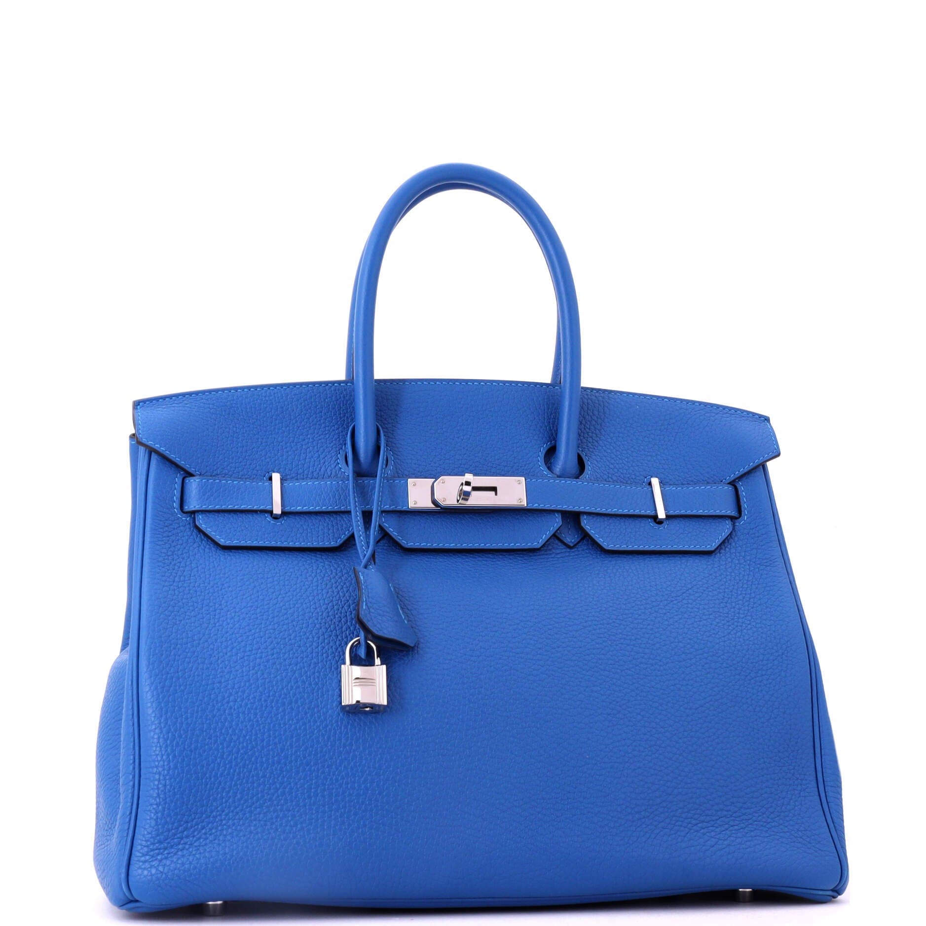Pre-Owned Hermes Birkin Handbag Blue Clemence with Palladium Hardware 35, Alternate, color, Mykonos