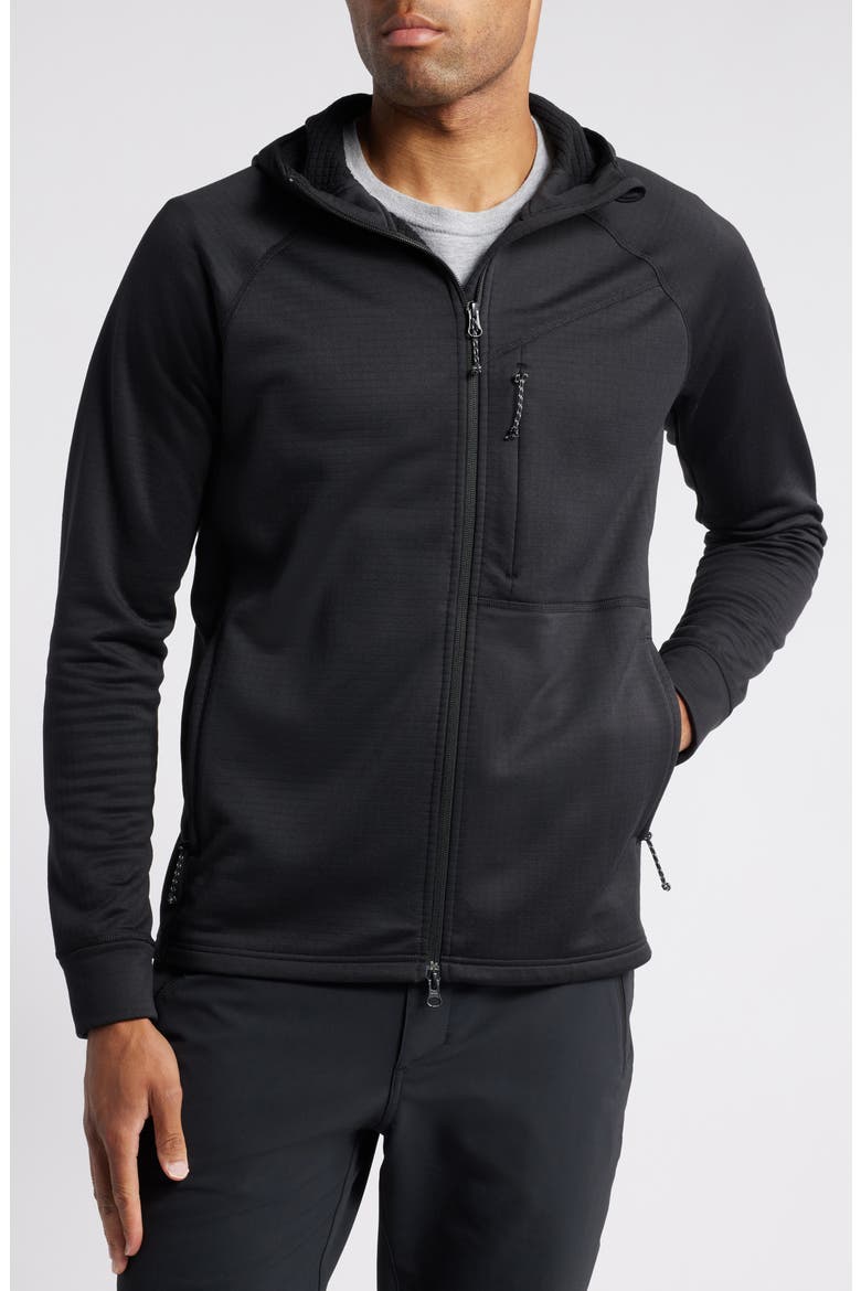 Abisko Grid Fleece Hoodie, Alternate, color, BLACK