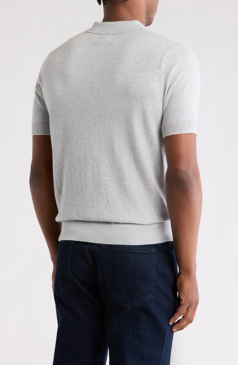 14th & Union Organic Cotton & Cashmere Blend Sweater Polo, Alternate, color, Grey Fog Heather Feeder Stripe