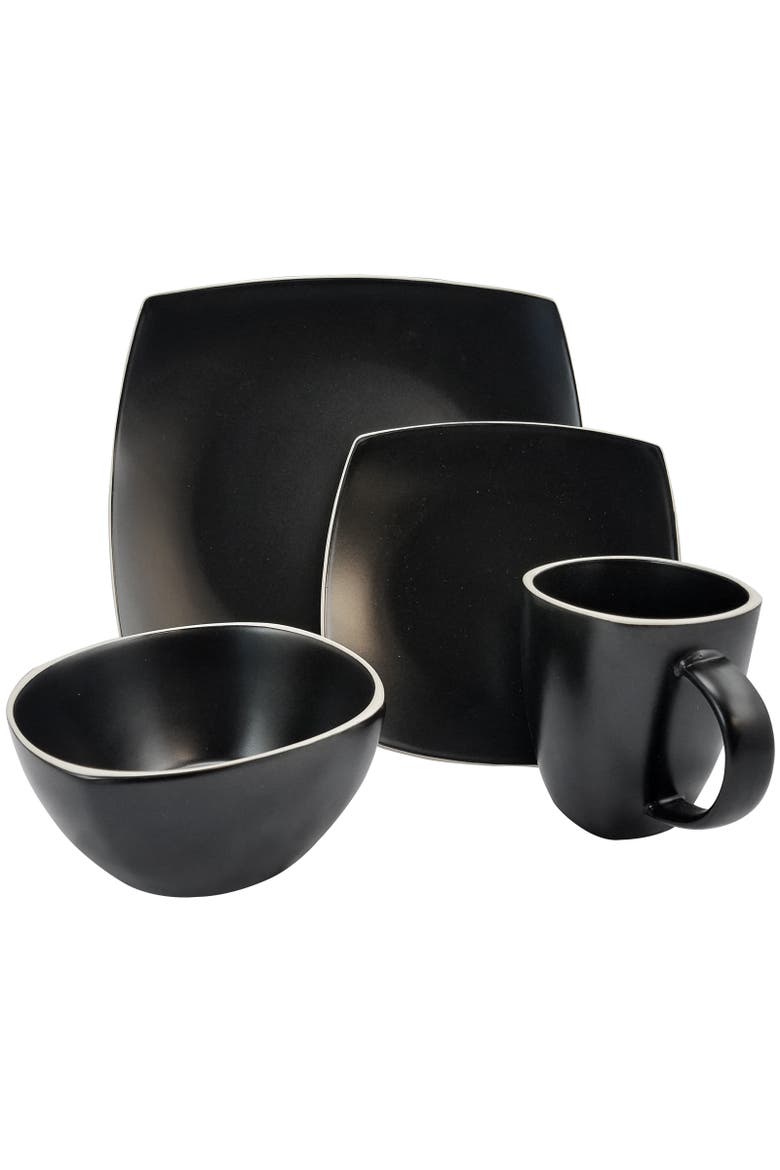 Soho Lounge Matte 16 Piece Dinnerware Set, Main, color, Black