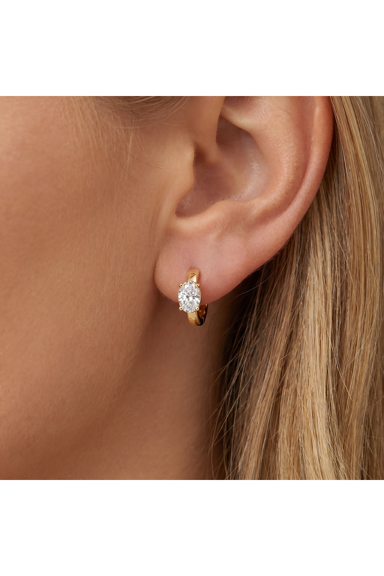 2Ct TW Oval Diamond Hoops 14k Gold Lab Grown Huggie Earrings, Alternate, color, 14k White Gold