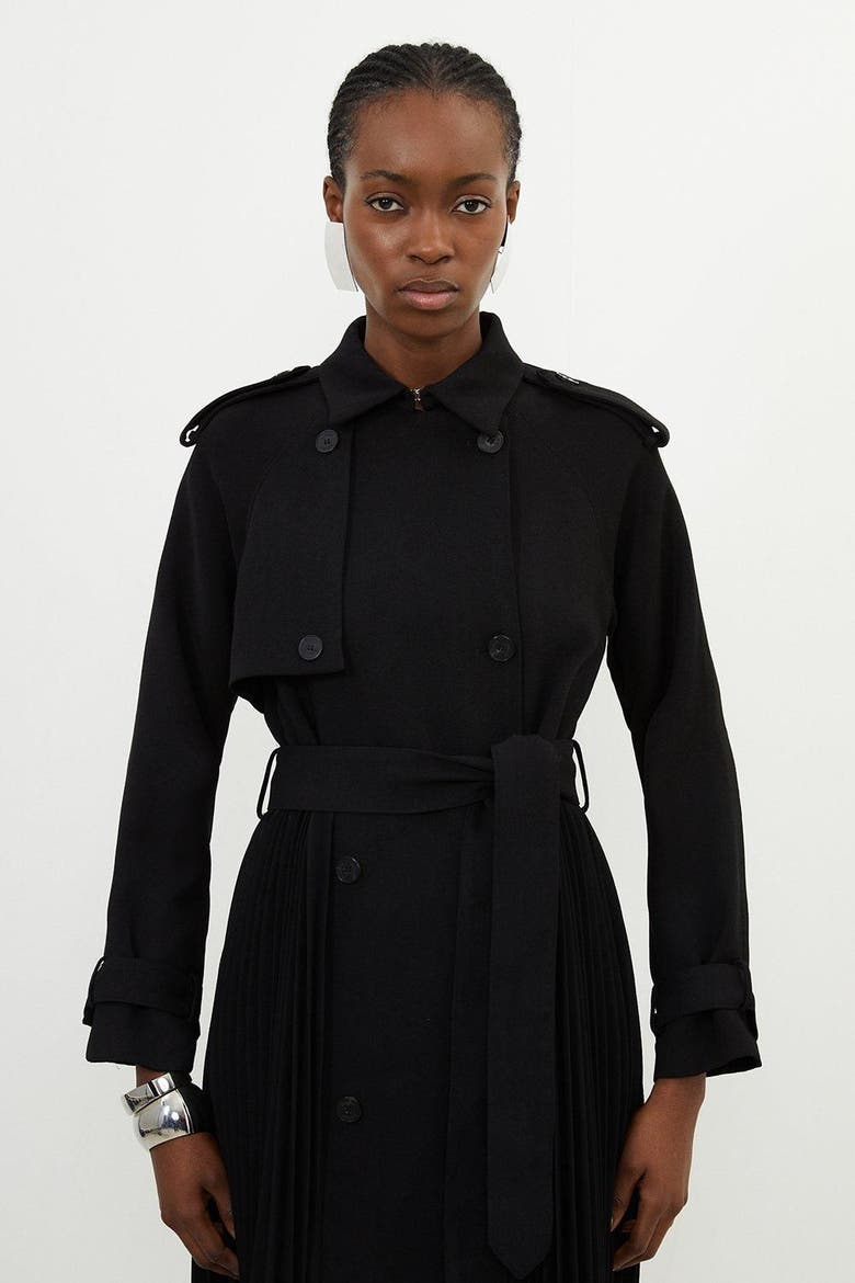 Belted Trench Coat, Alternate, color, Black