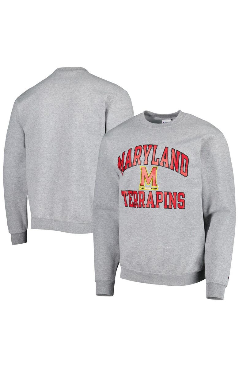 Champion Men's Champion Heather Gray Maryland Terrapins High Motor Pullover Sweatshirt, Main, color, 