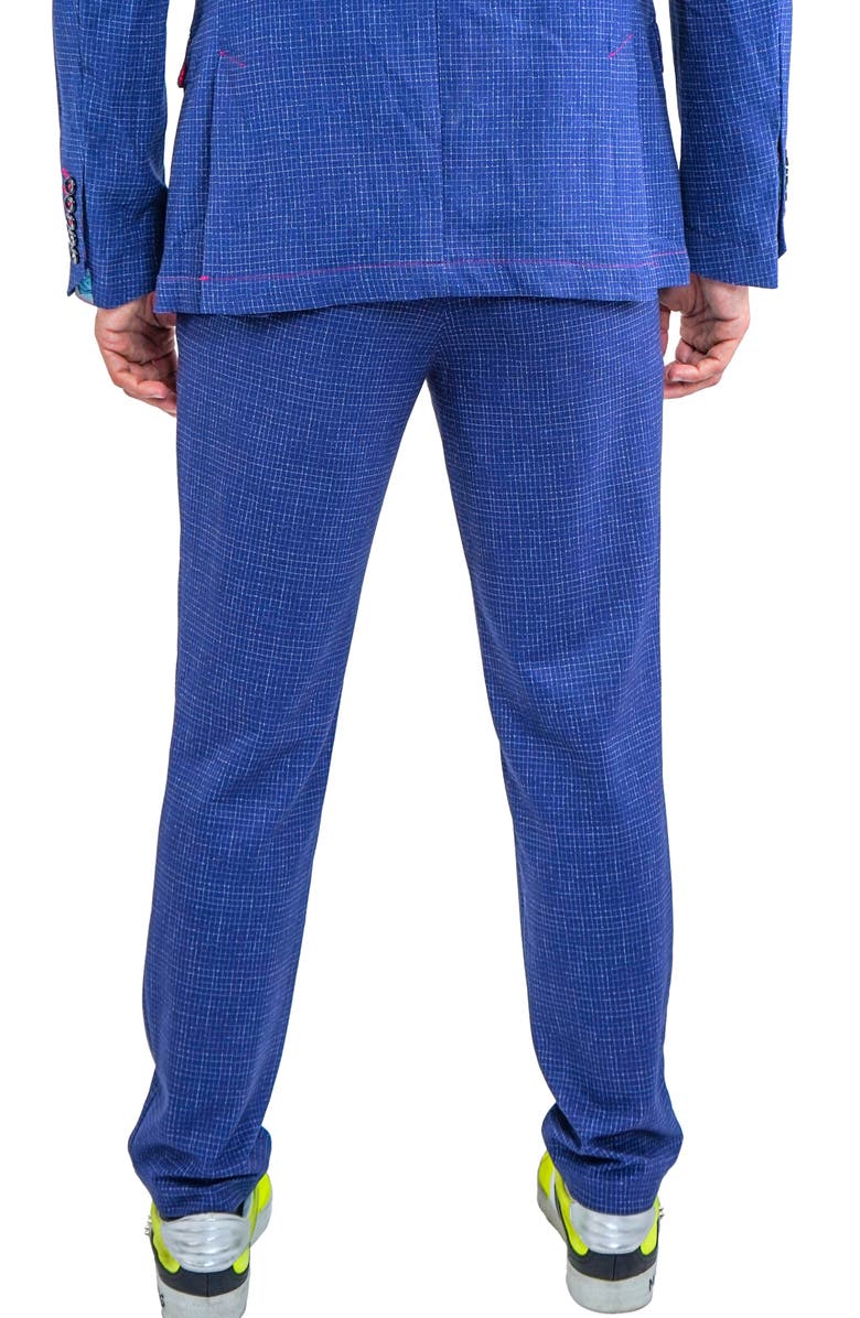 Maceoo Squared Blue Stretch Flat Front Pants, Alternate, color, Blue
