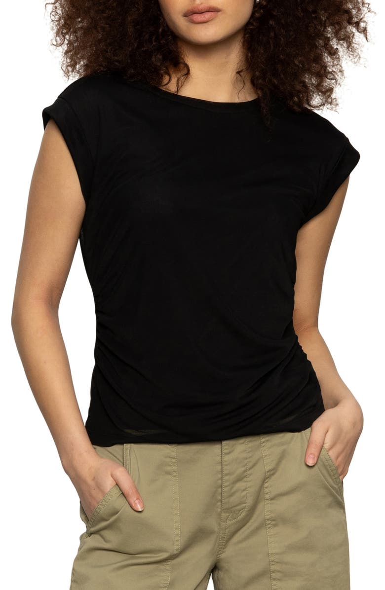 Sanctuary Charisma Cap Sleeve Mesh Top, Main, color, Black