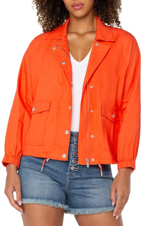 Liverpool Los Angeles Raglan Sleeve Linen Blend Jacket In Orange