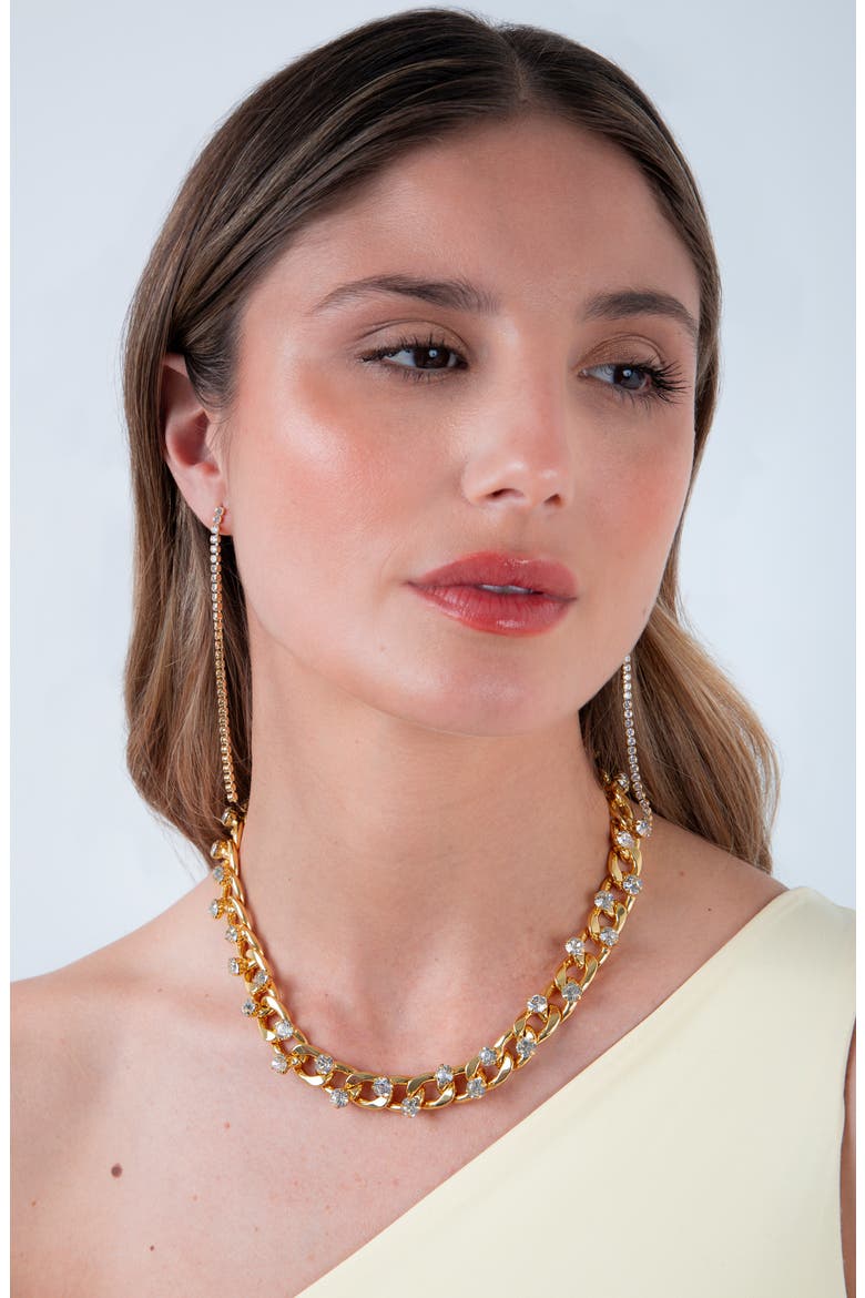 Galaxy 18k Gold Plated Cubic Zirconia Necklace, Alternate, color, GOLD