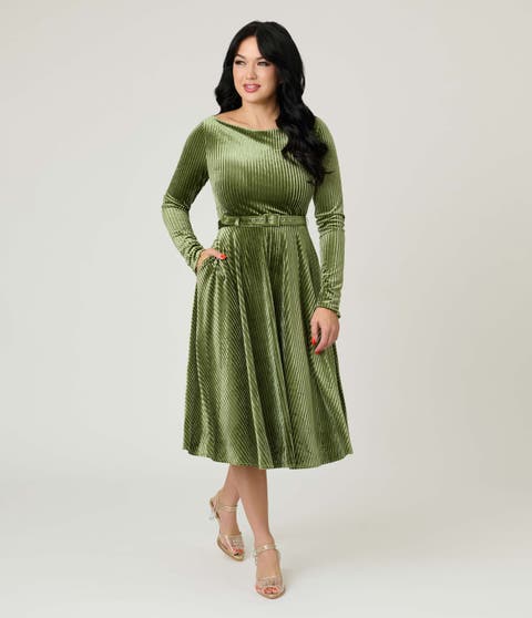 Long Sleeve Belted Devon Swing Dress