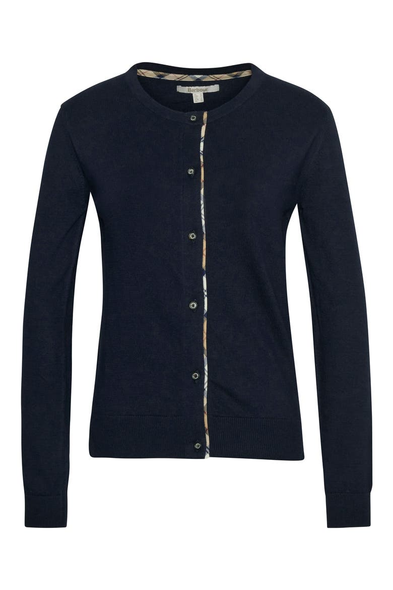 Bredon Tartan Accent Cotton & Cashmere Cardigan, Alternate, color, NAVY HESSIAN