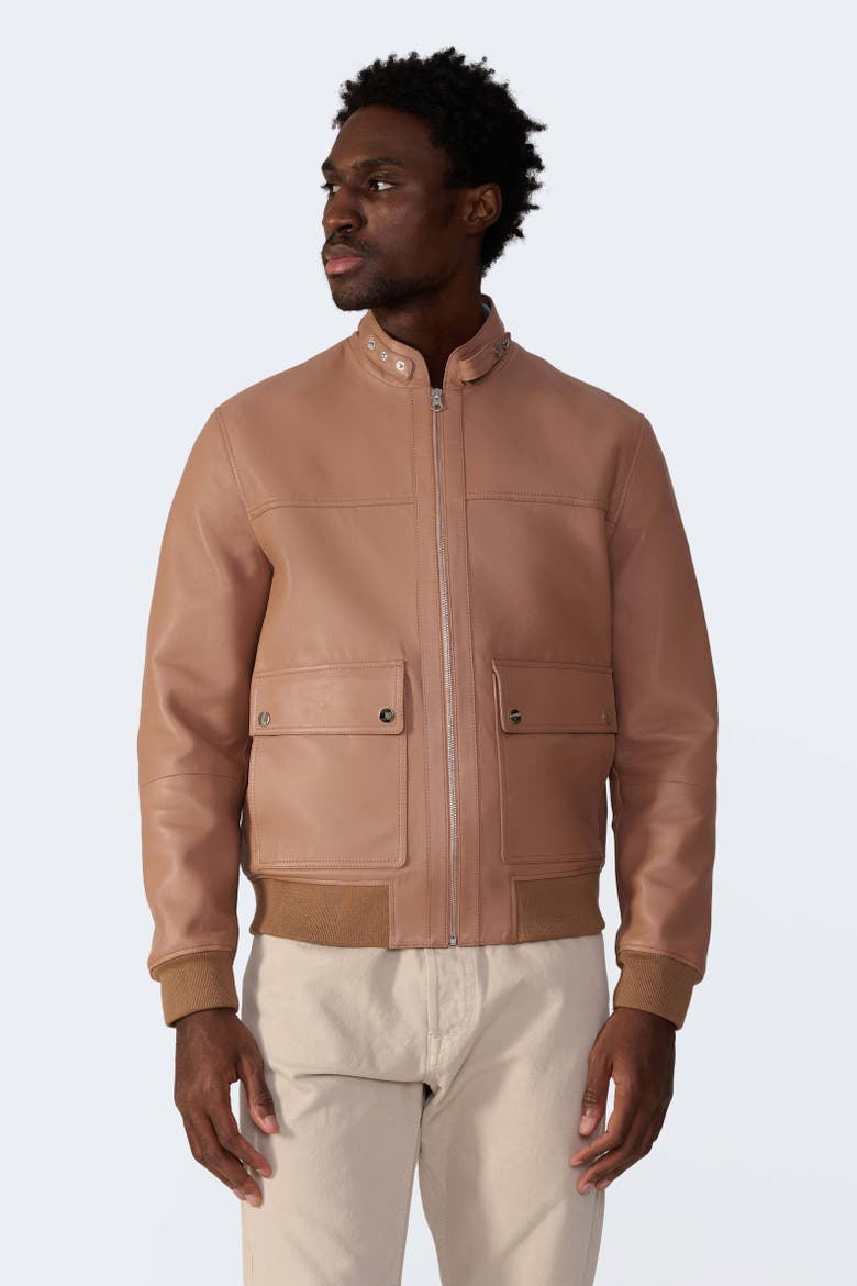 Rafe Leather Jacket, Alternate, color, Mocha Mousse