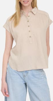 Blu Pepper Collared Gauze Top
