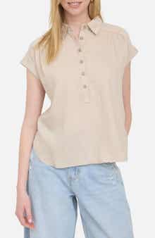 Blu Pepper Collared Gauze Top