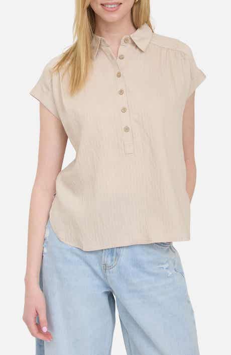 Blu Pepper Collared Gauze Top