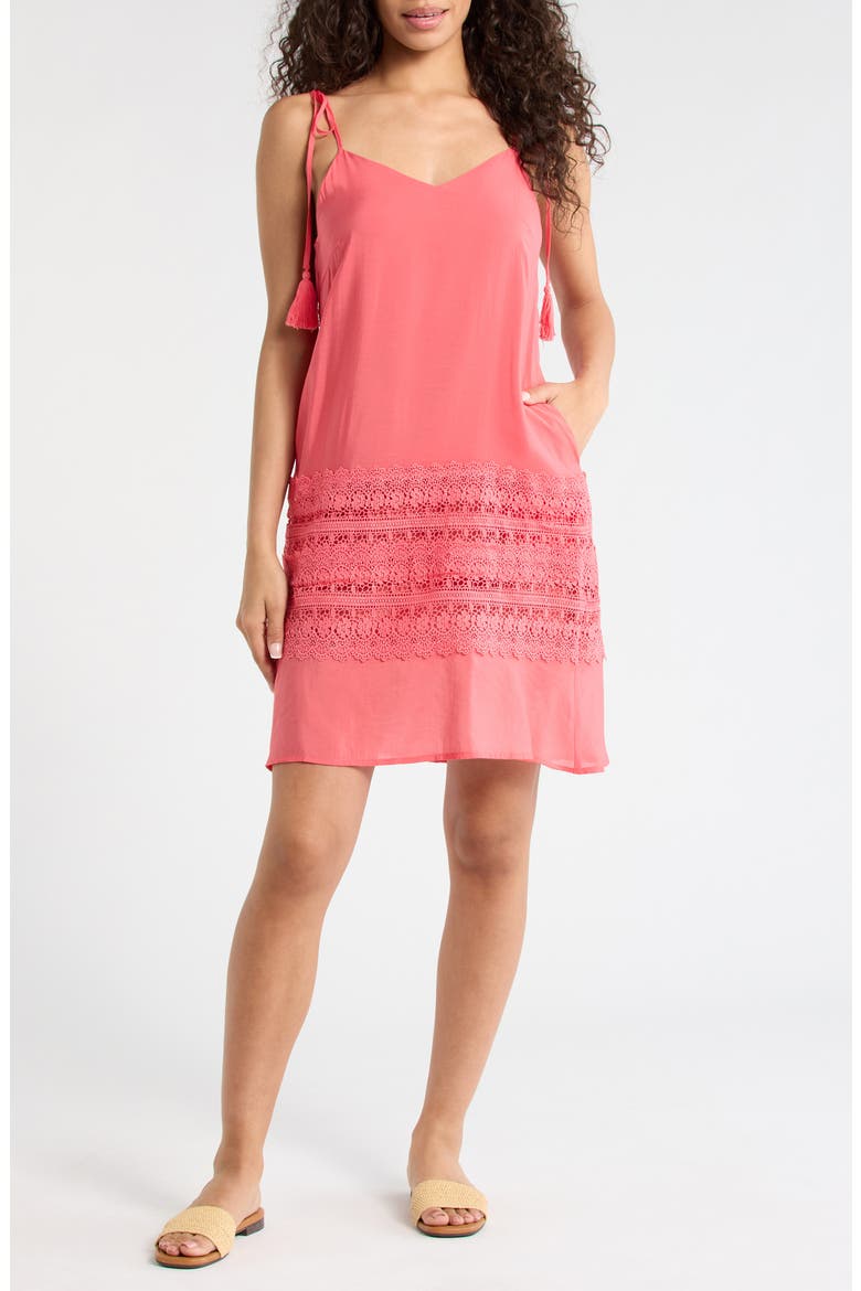 Crochet Trim Cover-Up Dress, Main, color, PINK BRIGHT