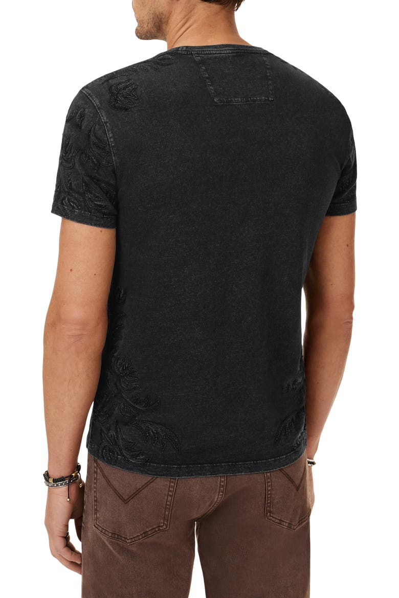 Floral Embroidered Organic Cotton T-Shirt, Alternate, color, BLACK