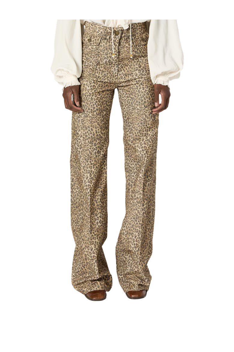 Anna Leopard Print Wide Leg Jeans, Main, color, Brown