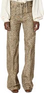 GERARD DAREL Anna Leopard Print Wide Leg Jeans
