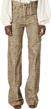 GERARD DAREL Anna Leopard Print Wide Leg Jeans