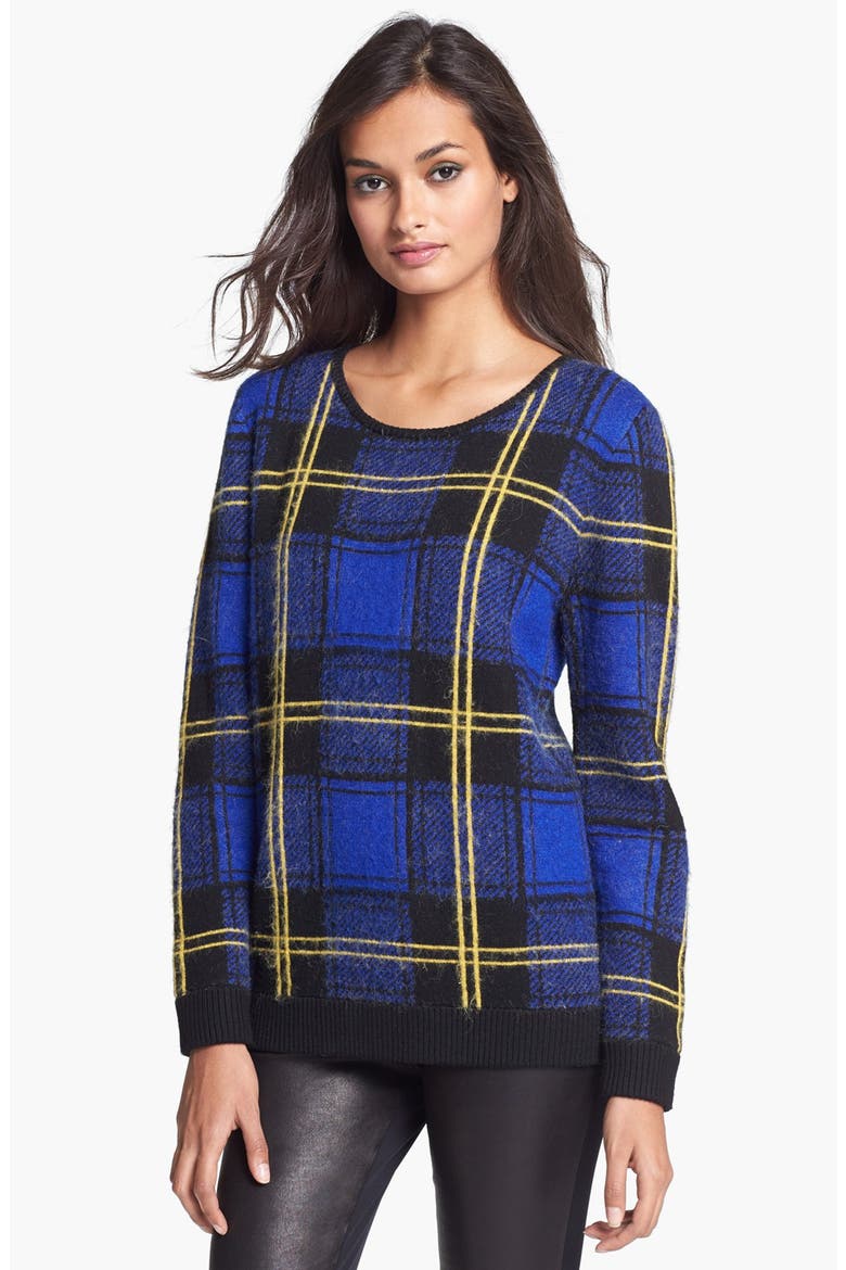 Plaid Sweater, Main, color, VIOLET MULTI
