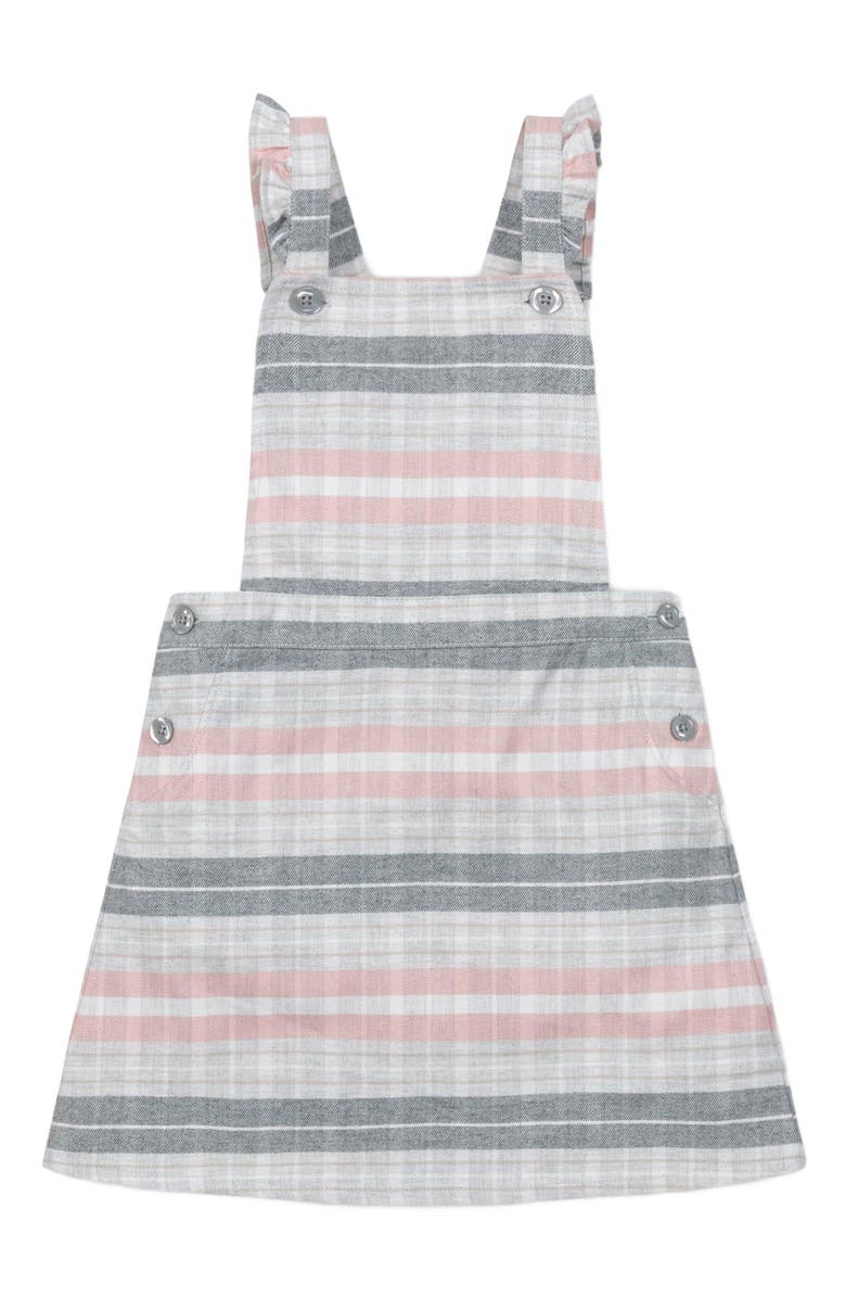 Hope & Henry Girls' Organic Ruffle Strap Skirtall, Toddler, Alternate, color, Gray And Rose Plaid