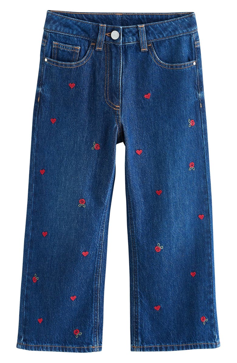 NEXT Kids' Embroidered Flare Jeans, Main, color, Blue