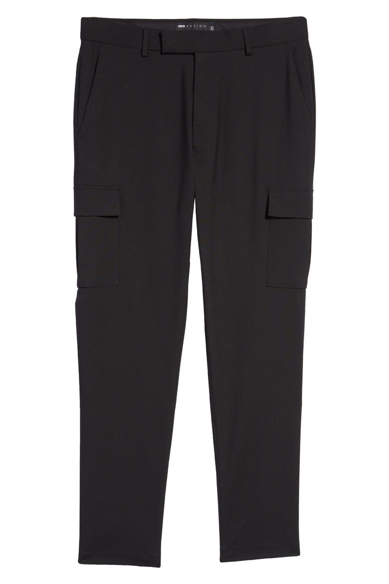 Men's Flat Front Tapered Smarter Trousers, Alternate, color, BLACK