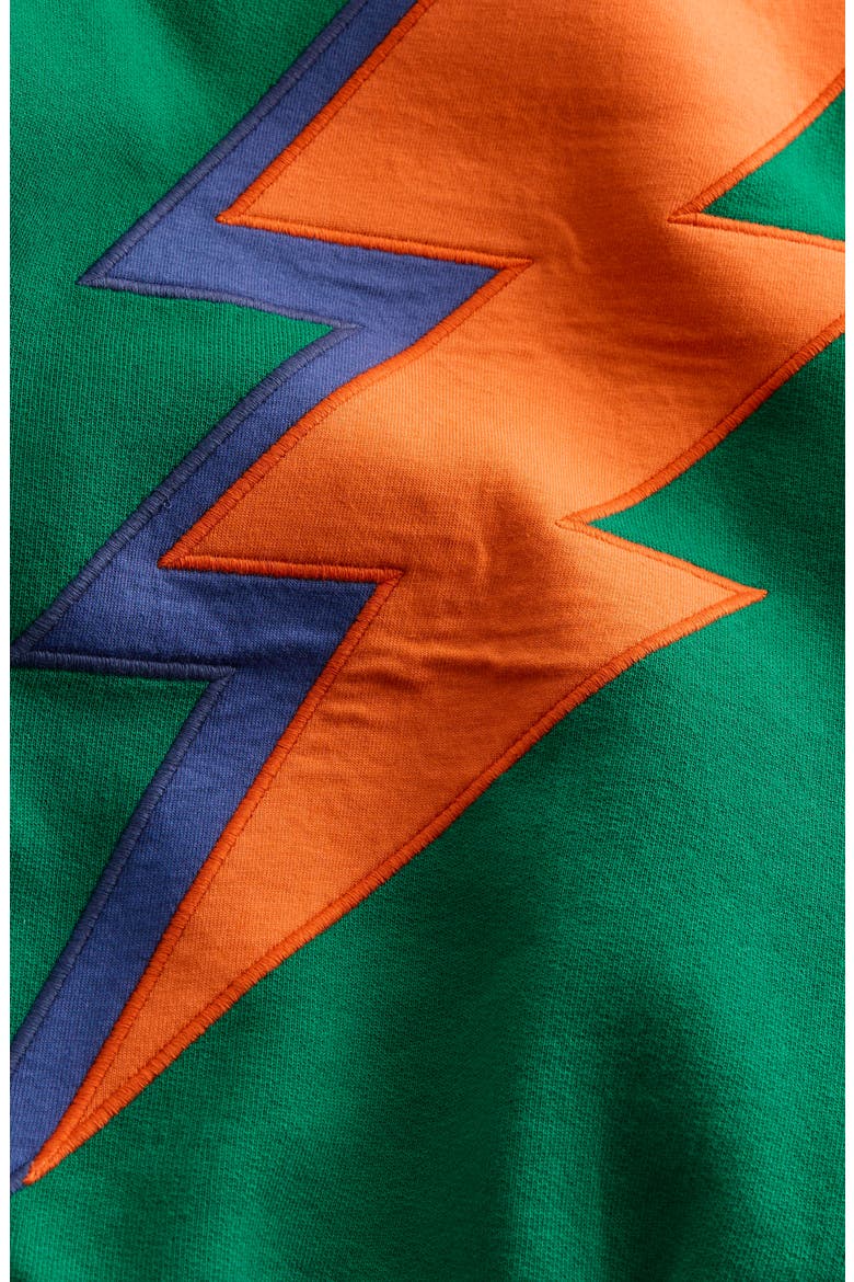 Kids' Lightning Bolt Cotton Graphic Sweatshirt, Alternate, color, JEWEL GREEN LIGHTENING