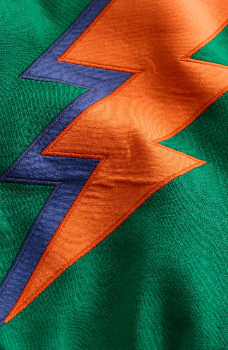 Boden Kids' Lightning Bolt Cotton Graphic Sweatshirt, Alternate, color, Jewel Green Lightening