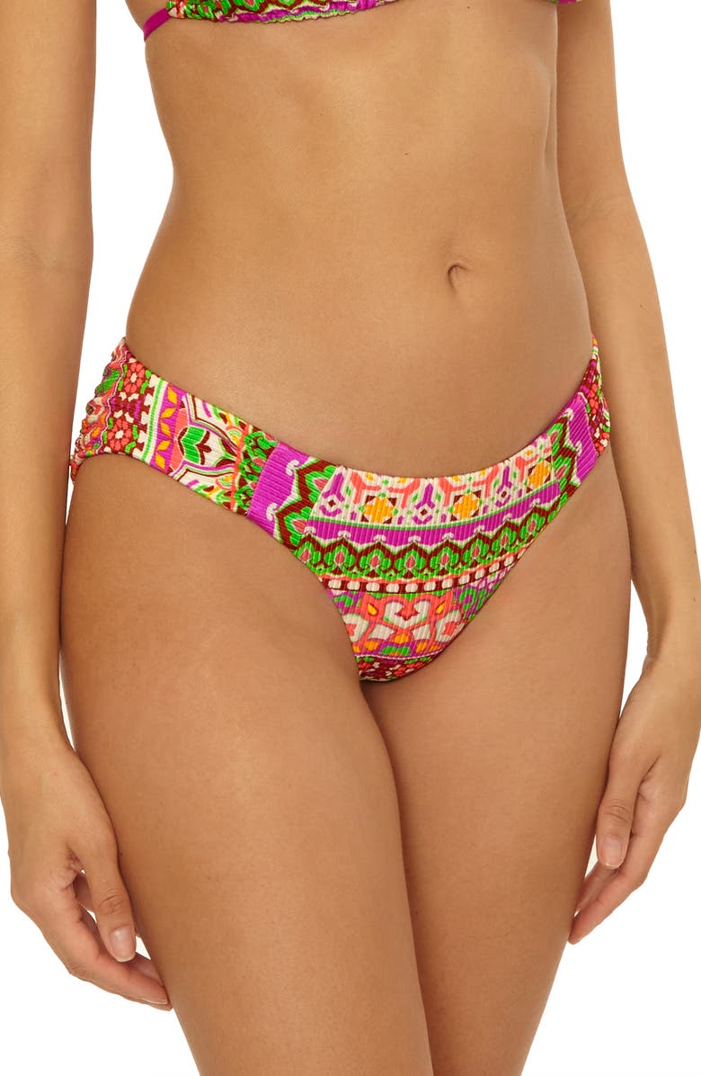 Becca Moroccan Tile Hipster Bikini Bottoms, Alternate, color, Multi Pink
