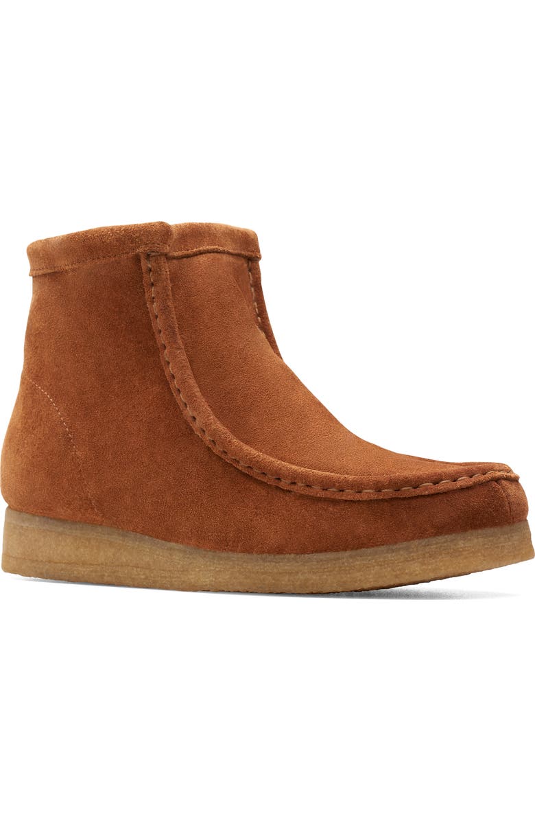 Clarks<sup>®</sup> Wallabee Hi Faux Shearling Bootie, Main, color,