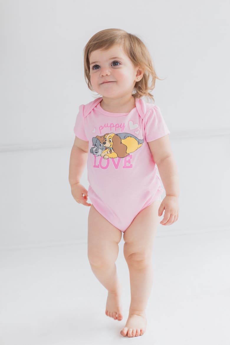 Girls' 5-Pack Short Sleeve Bodysuits, Alternate, color, Pink Grey Yellow Coral