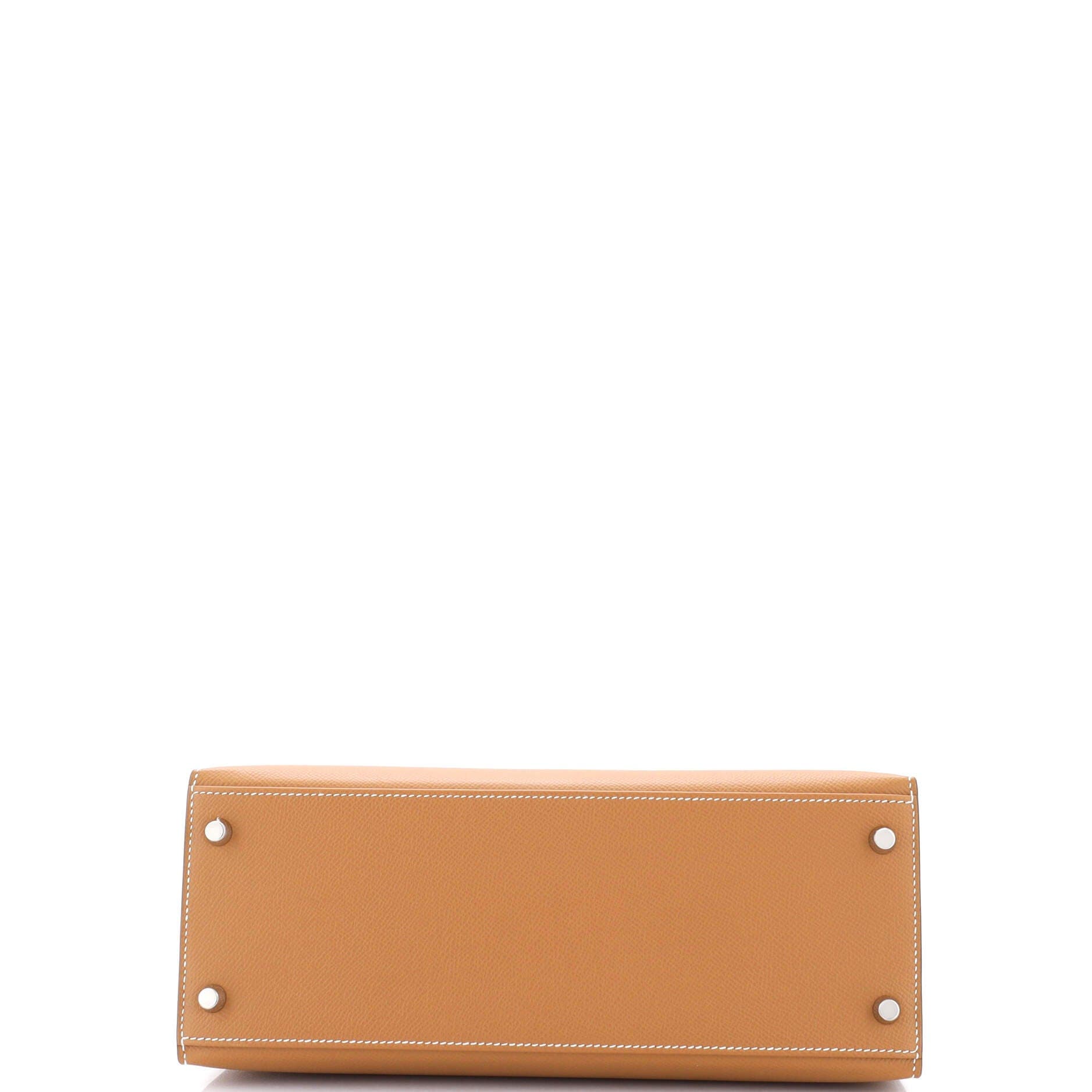 Pre-Owned Hermes Kelly Handbag Brown Epsom with Palladium Hardware 28, Alternate, color, Gold