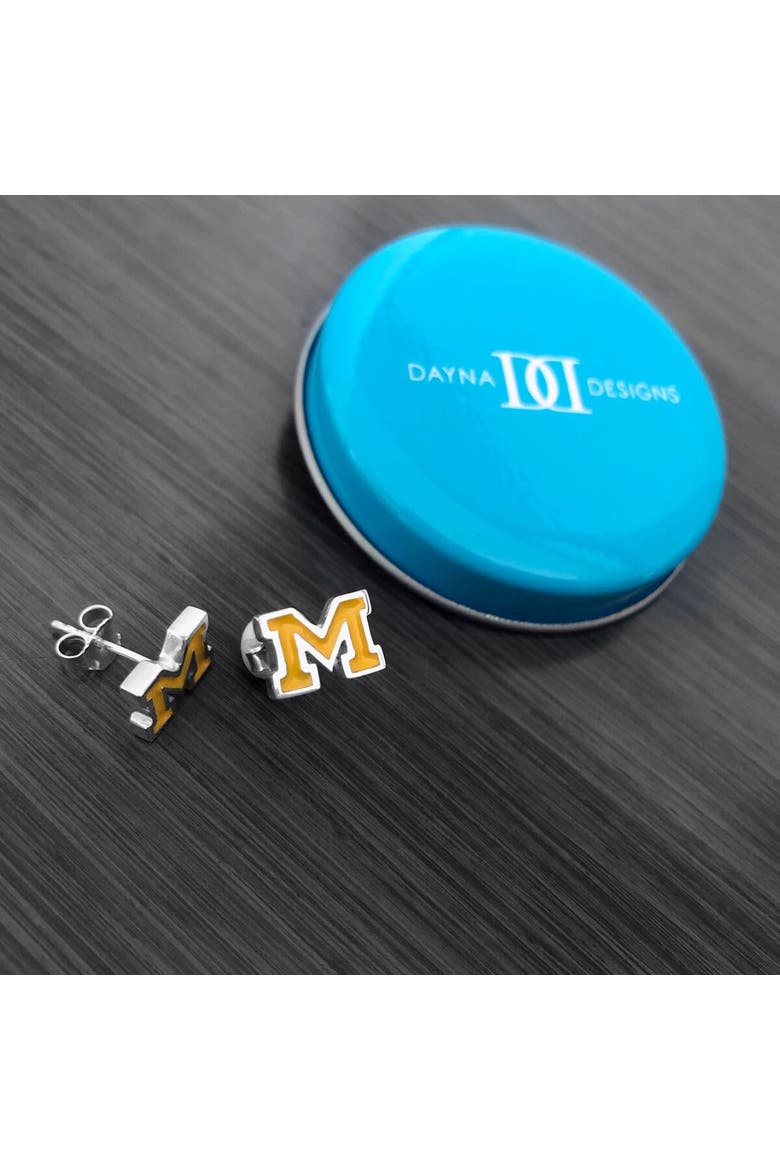 Women's Dayna Designs Michigan Wolverines Enamel Post Earrings, Alternate, color, Silver
