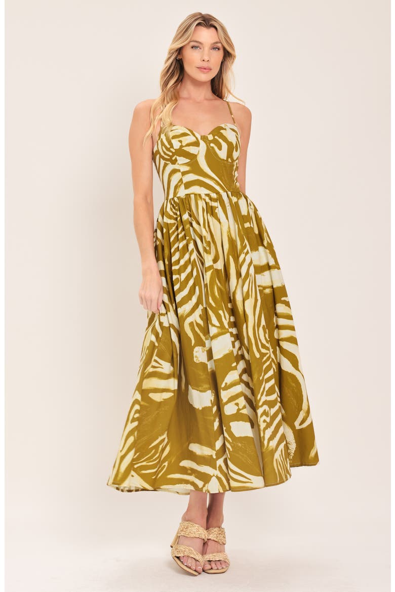 Print Midi Dress, Alternate, color, MUSTARD