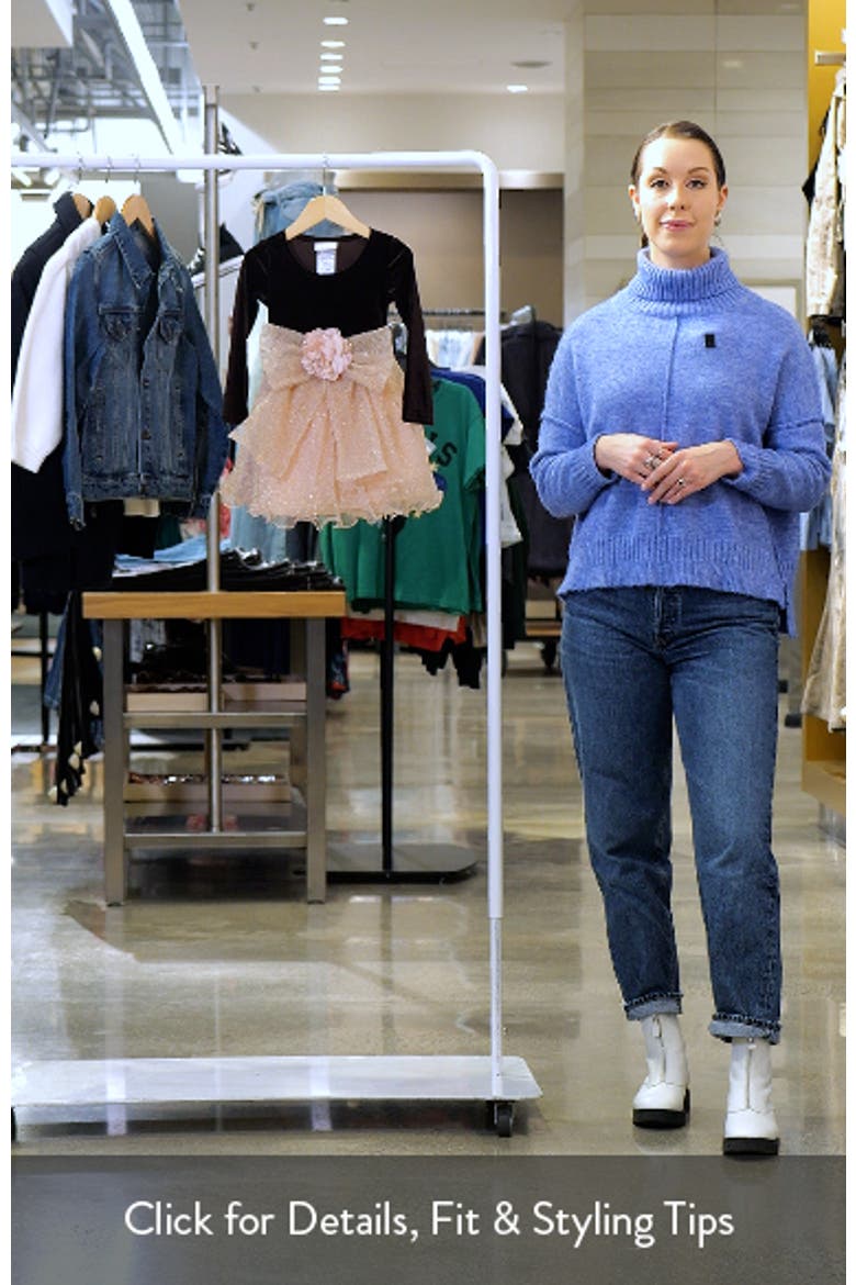 Kids' Long Sleeve Velvet & Mesh Dress video