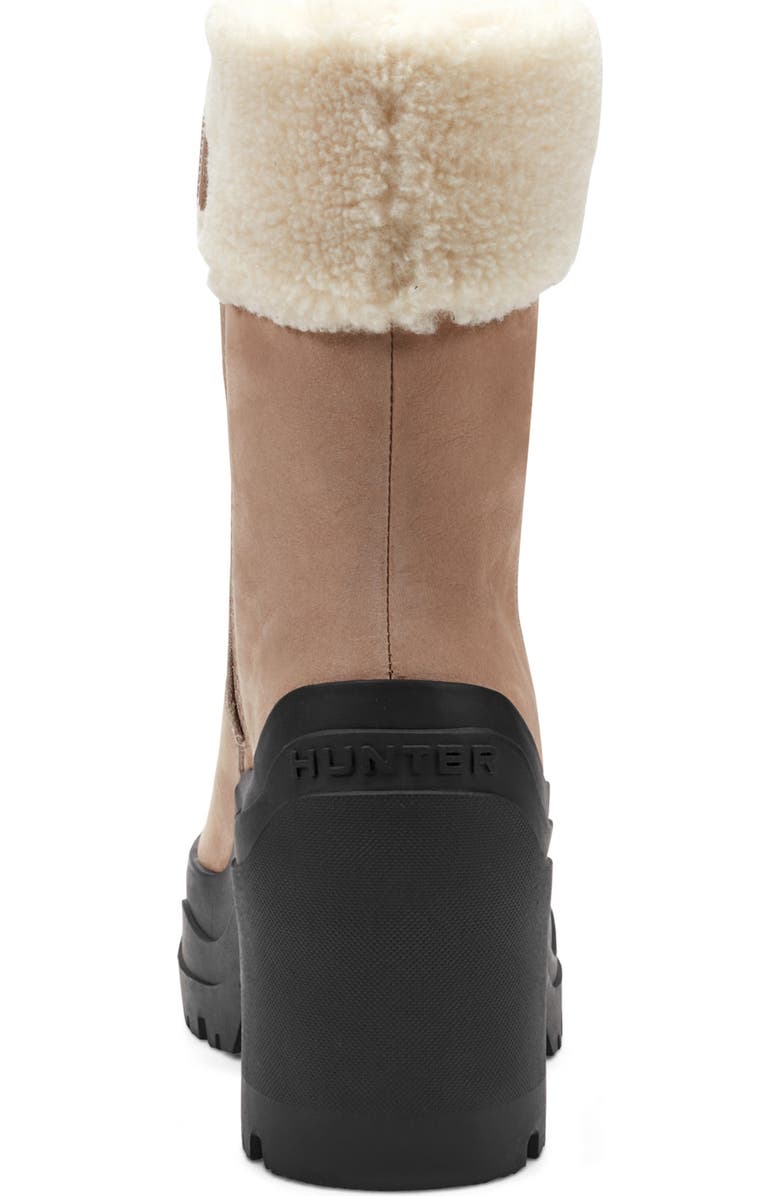 Hunter Marisol Waterproof Faux Shearling Cuff Bootie, Alternate, color, Medium Natural