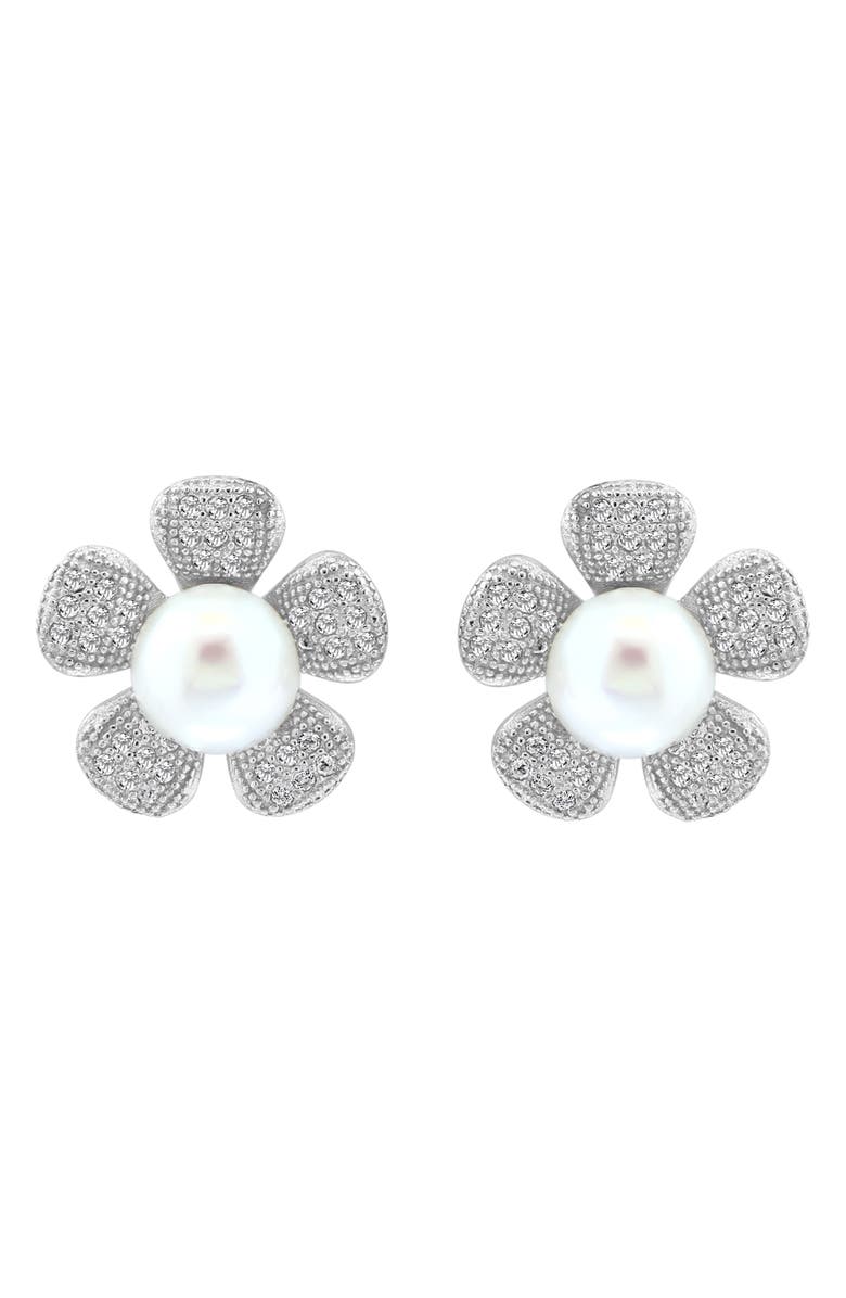 EFFY White Topaz Stone Flower Stud Earrings, Alternate, color, White