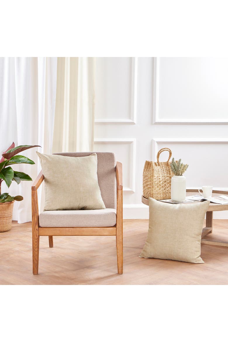 Linen Throw Pillow Cover with Invisible Zipper, 20 x 20 Inches - Montauk, Alternate, color, Champagne Beige