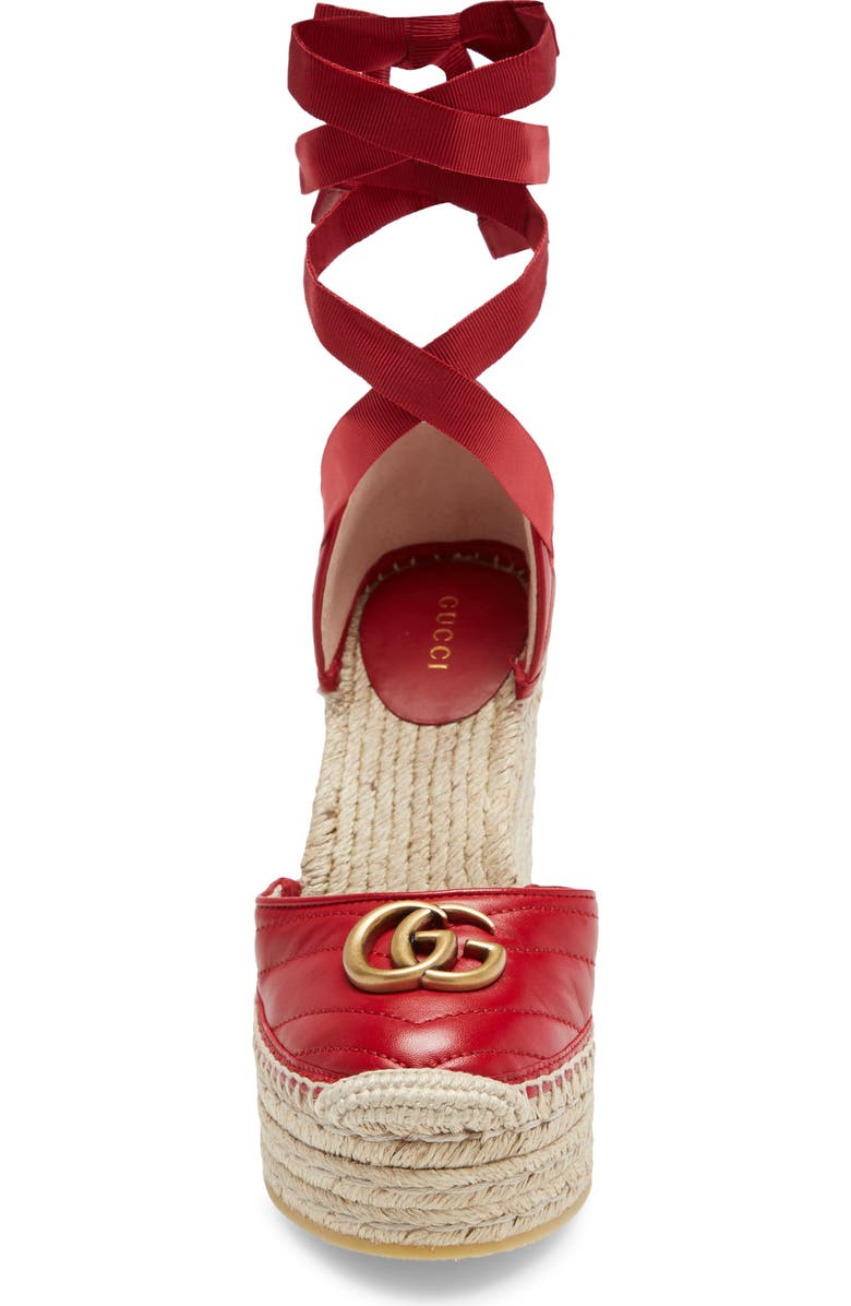 Gucci Palmyra Ankle Tie Espadrille Wedge, Alternate, color,