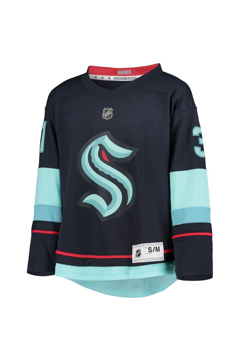 Youth Philipp Grubauer Deep Sea Blue Seattle Kraken Home Replica Player Jersey, Alternate, color, Navy