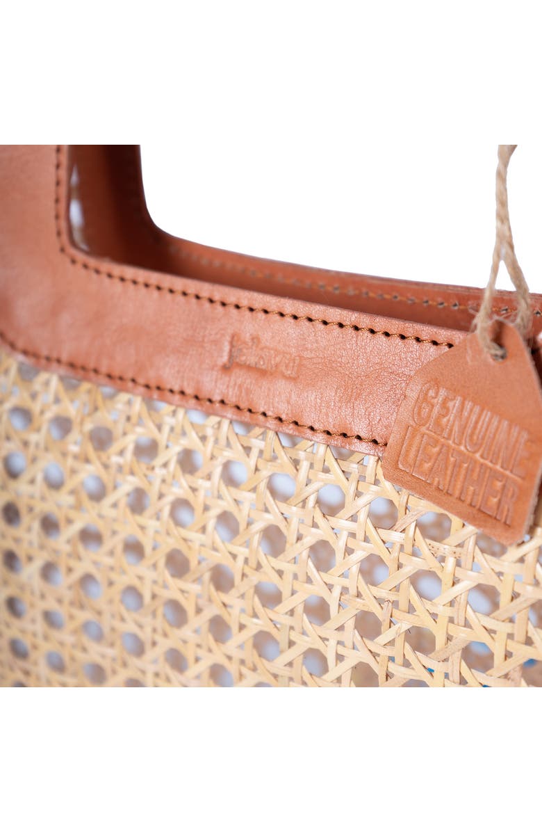 Jelavu Delmar Rattan & Leather Frame Clutch, Alternate, color, Tan
