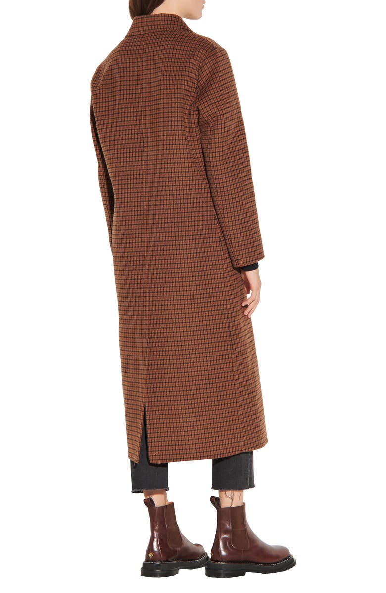 SANDRO Check Wool Blend Coat, Alternate, color,