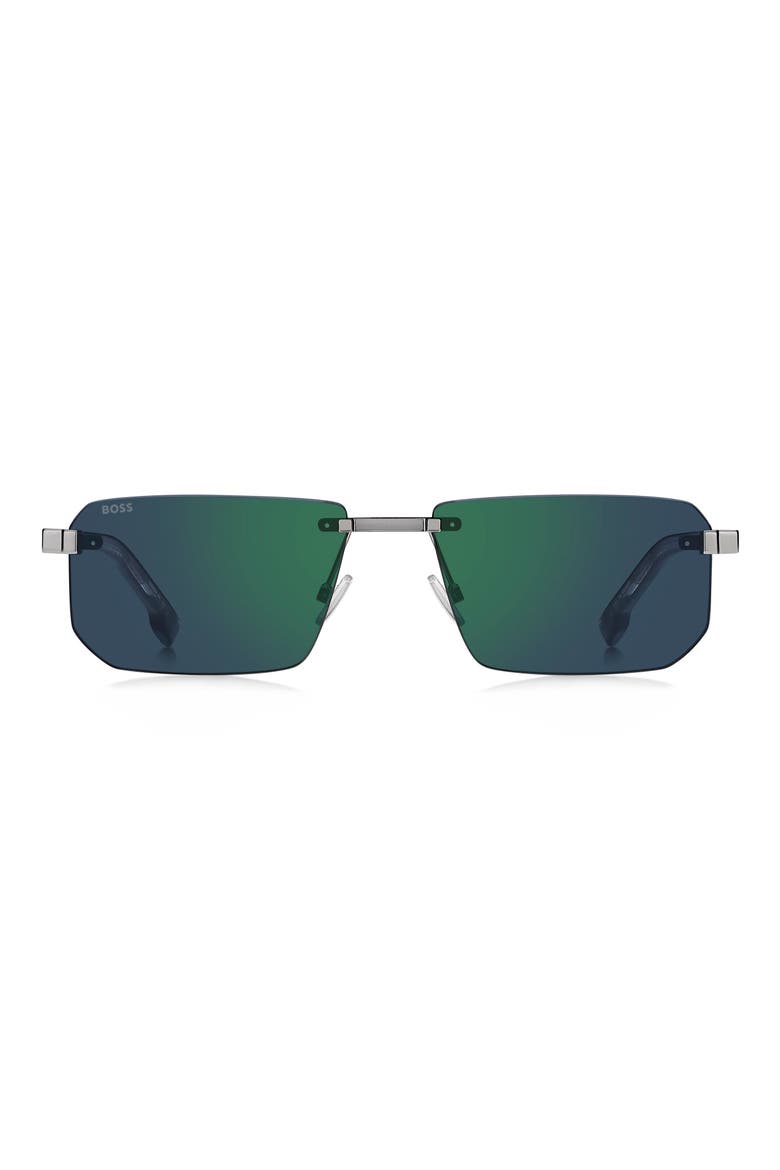 57mmm Sunglasses, Main, color, RUTHENIUM/ GREEN